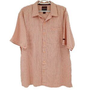 Fubu Plaid Casual Button Up Shirt Pink Men’s Size L Short Sleeve Summer Preppy
